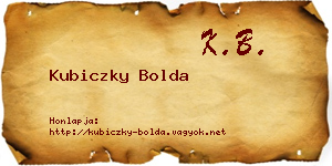 Kubiczky Bolda névjegykártya